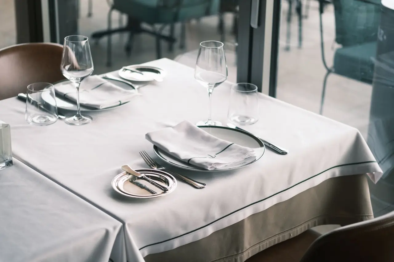 Full view of the modern restaurant dining hall