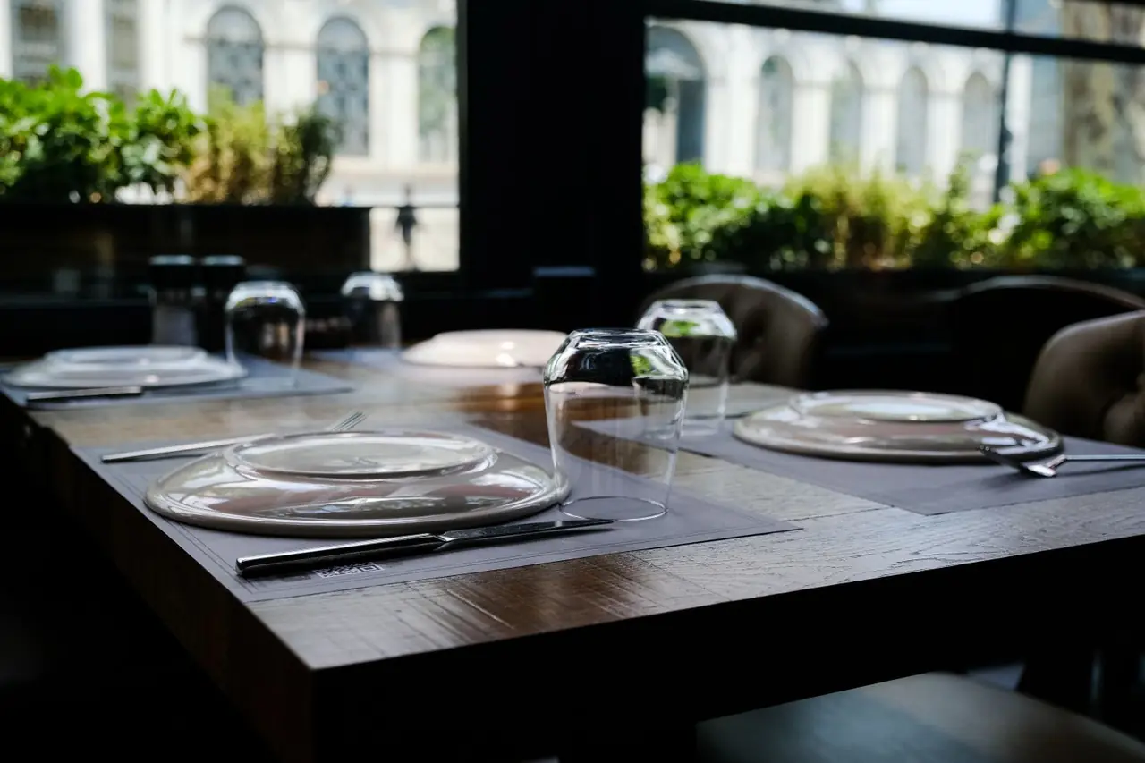 Casual dining area with natural light