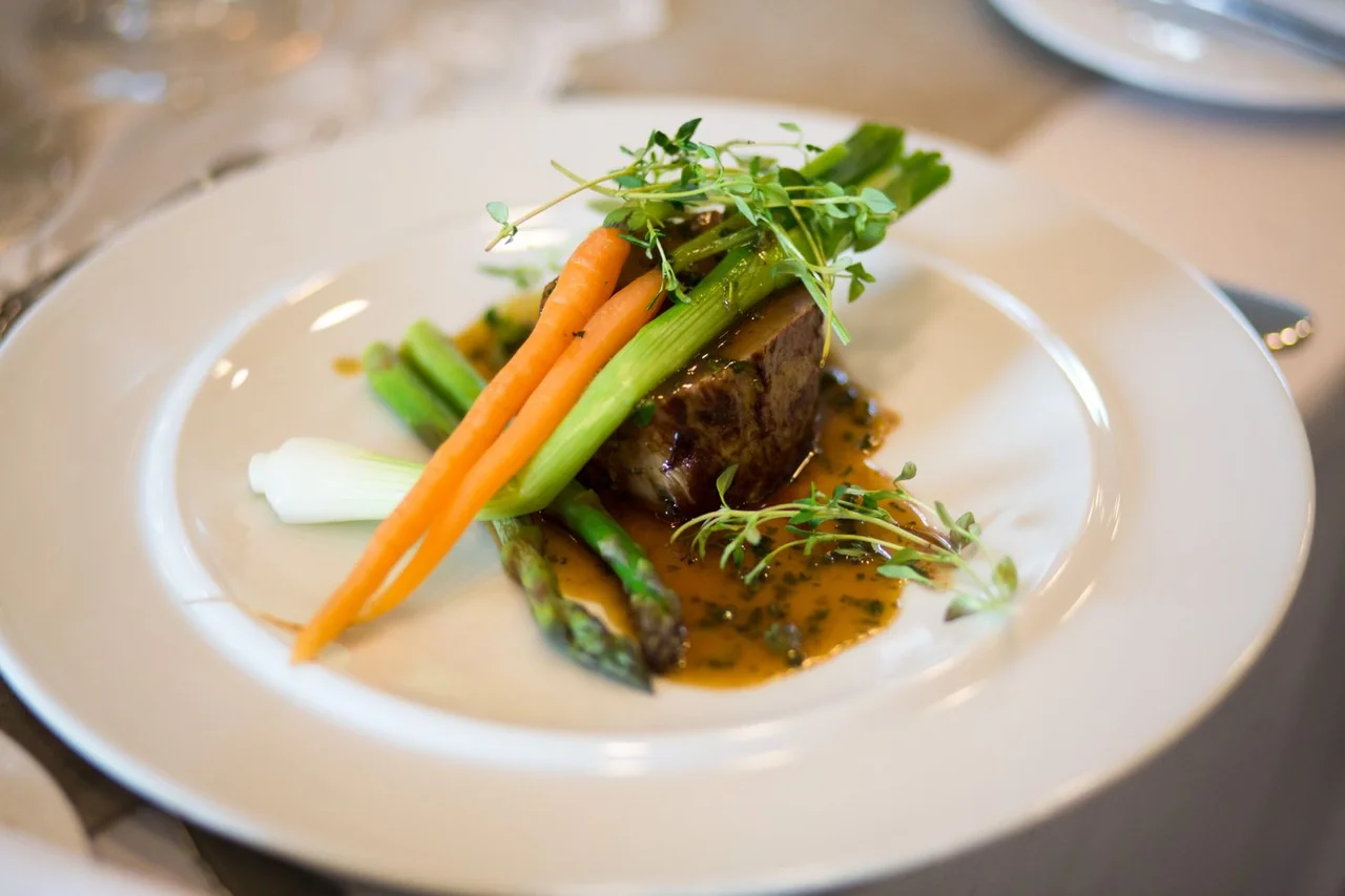 Exquisitely plated seasonal vegetable dish