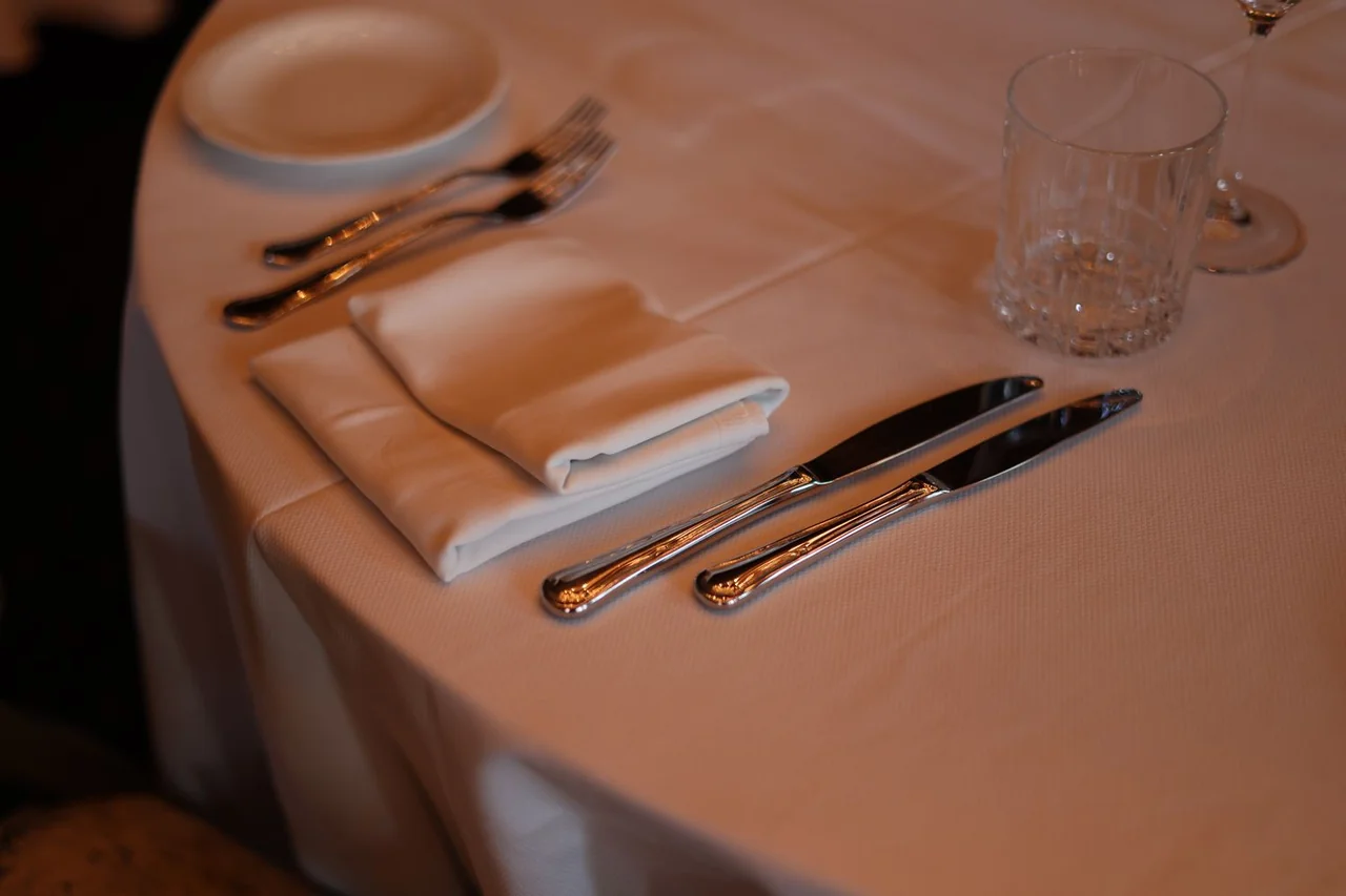 Close-up of a perfectly set restaurant table