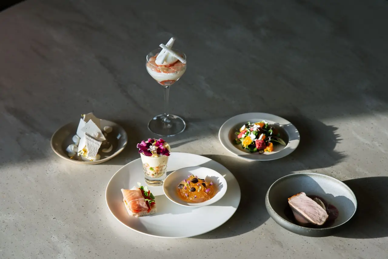 Overview of a luxurious private event spread with diverse British culinary highlights