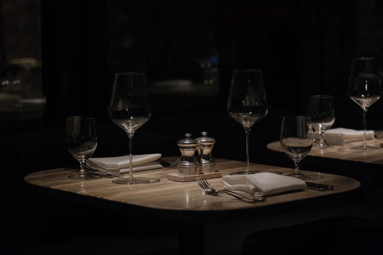 Atmospheric private dining space ready for guests