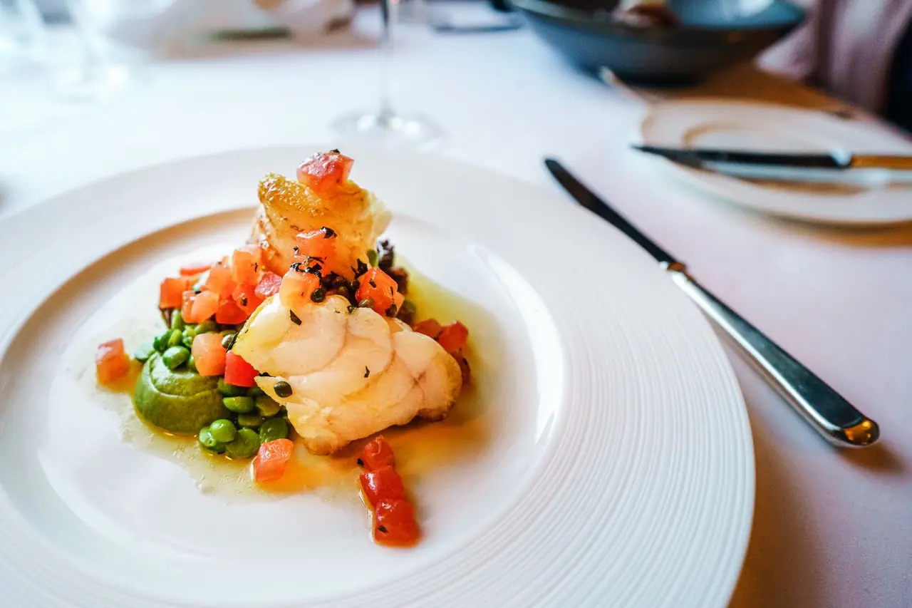 Artfully plated gourmet fish dish