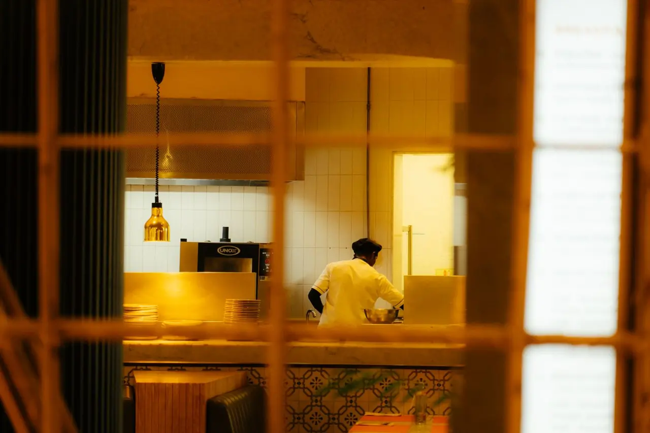 Chef at work in a professional kitchen