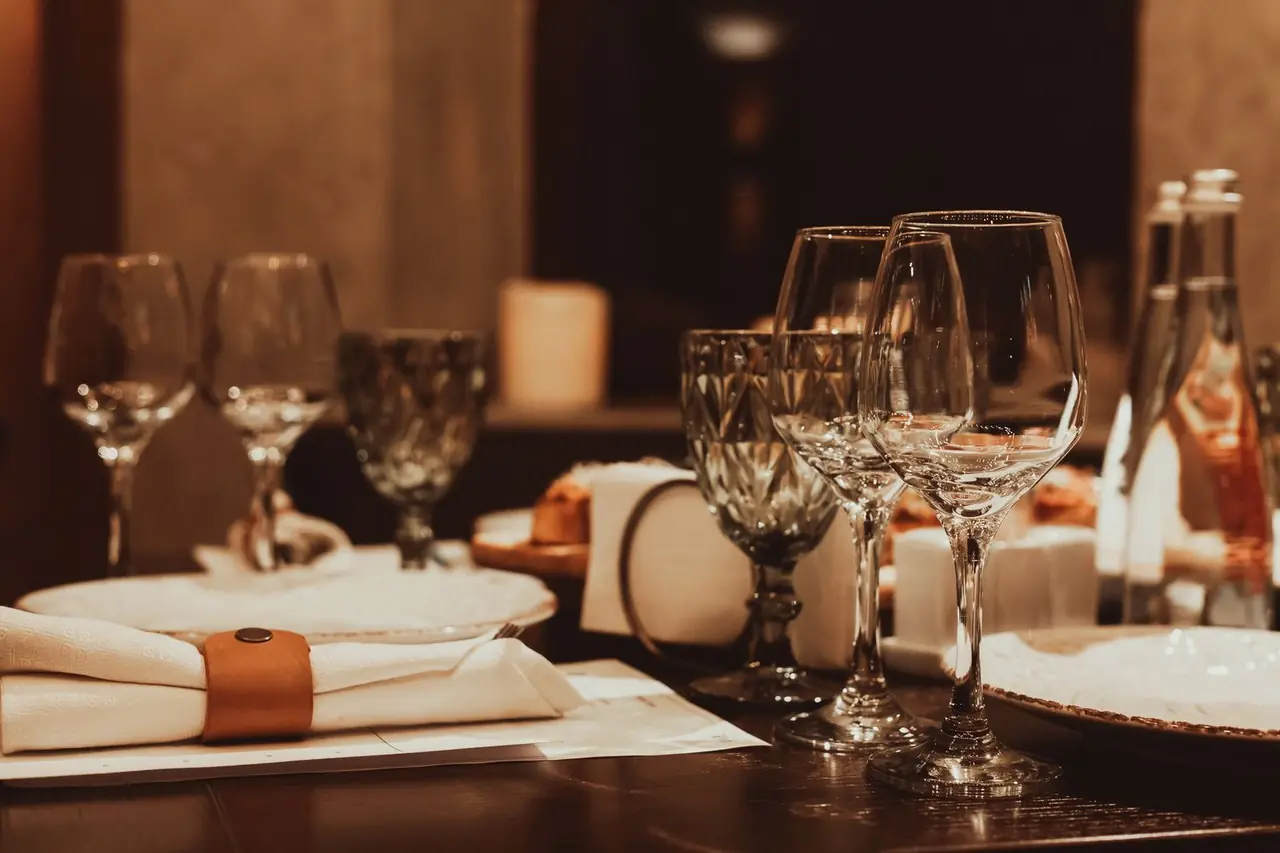 Evening candlelit dining table