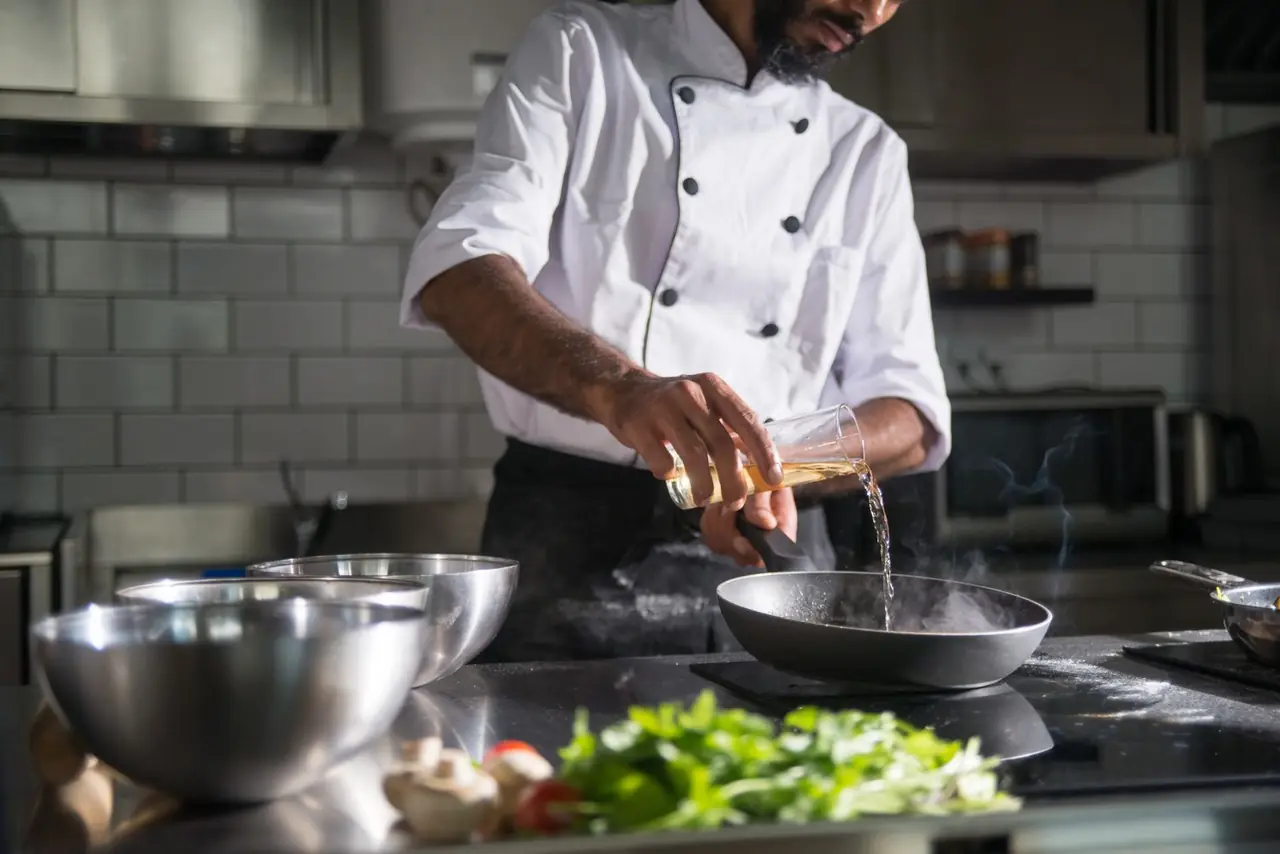 Searing ingredients in the kitchen